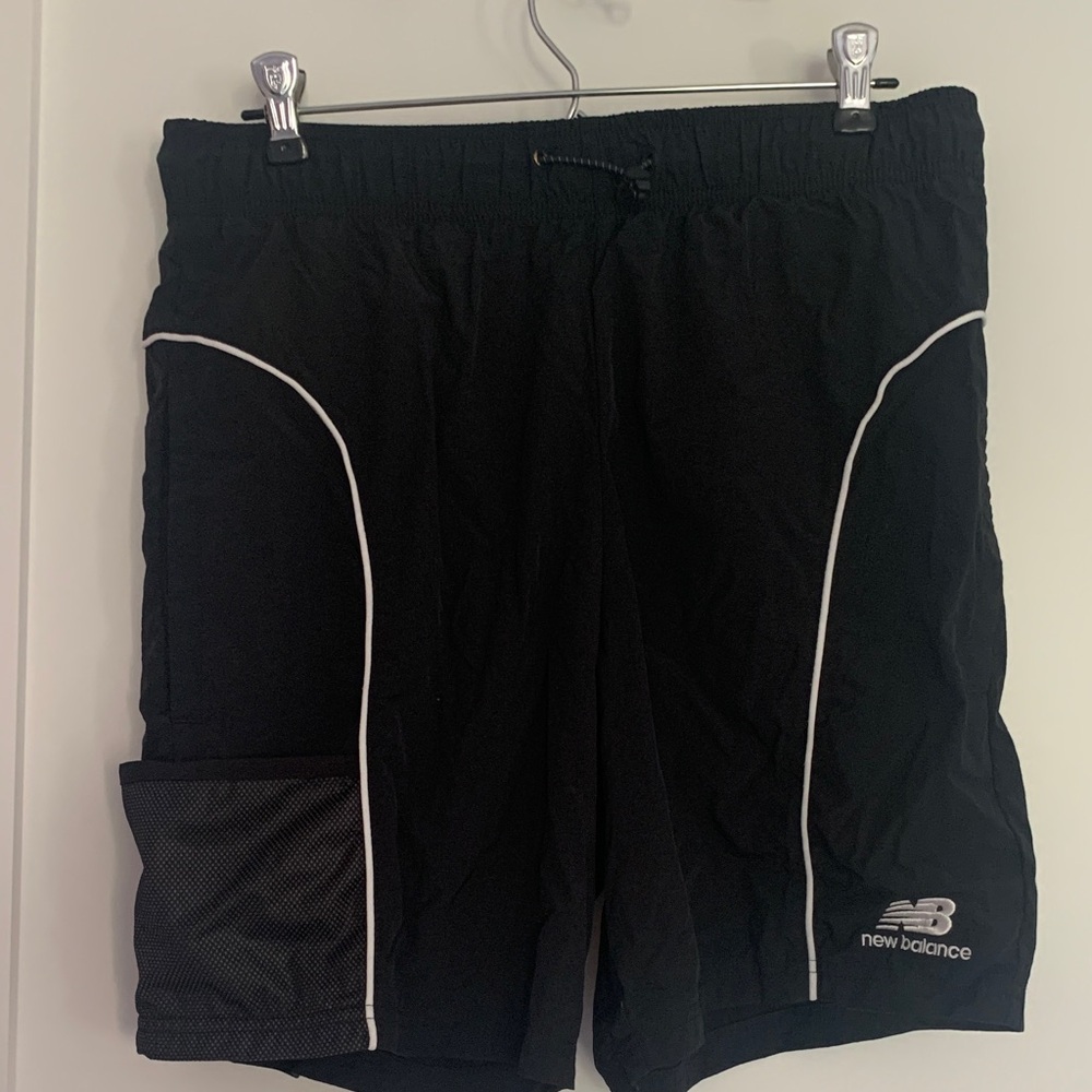 New Balance Men's Black Athletic Shorts with White Trim